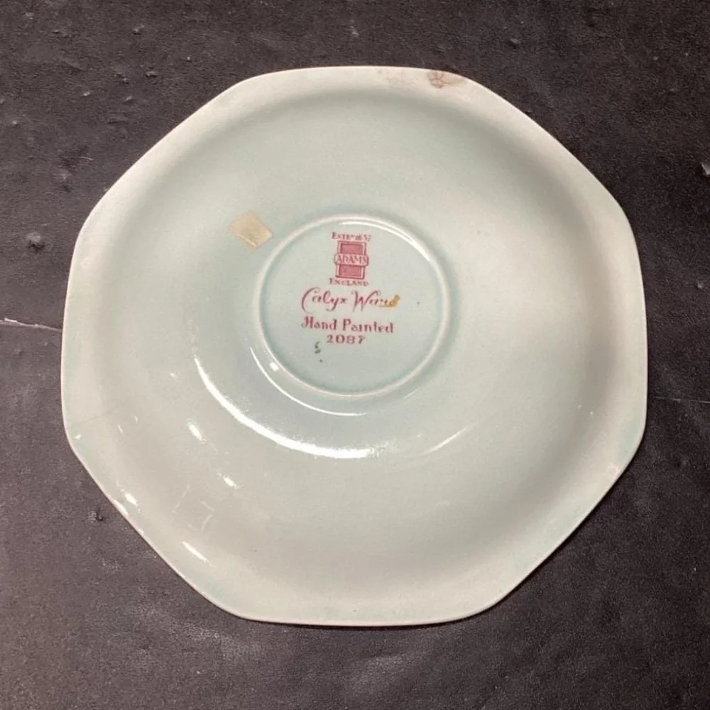 Adams Calyx Ware Lowestoft Dessert Plates, Set of 2 Hand-Painted Fruit Tableware